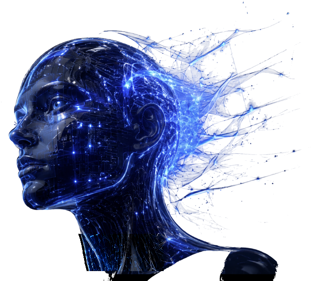 Tasios Designs approved AI head and luminous network artwork without embedded labels